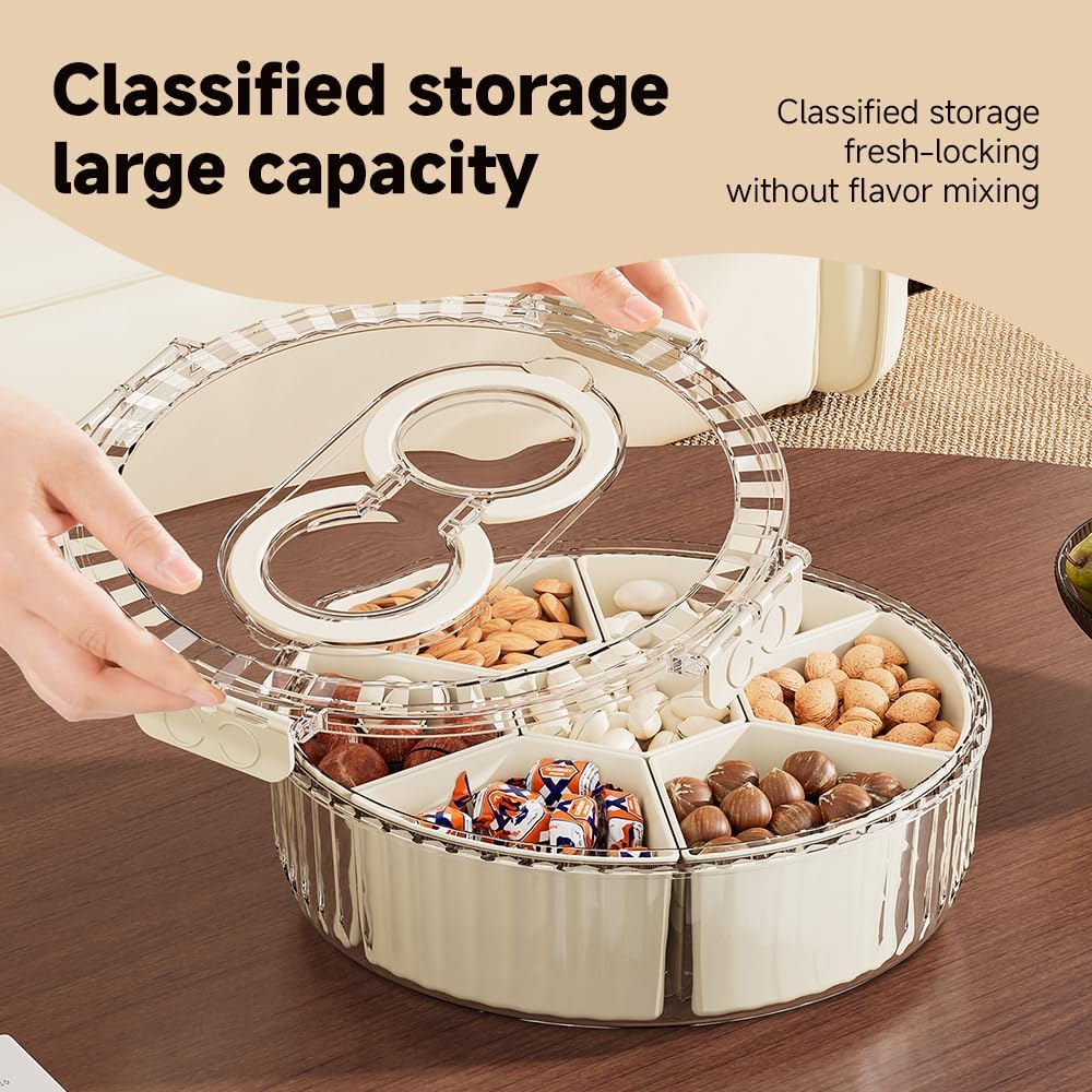 Koja Rotating Snackle Box - Divided Serving Tray for Snacks, Nuts & Candy