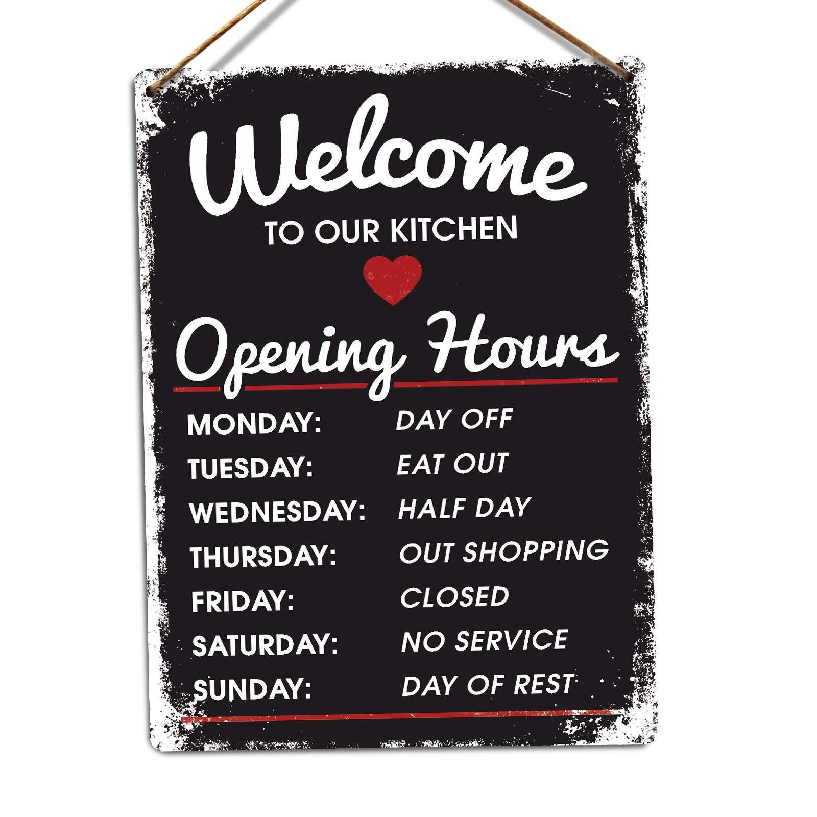Toasted Merch Black Welcome To Our Kitchen - – Medium Twine | Printed Metal Wall Sign Plaque