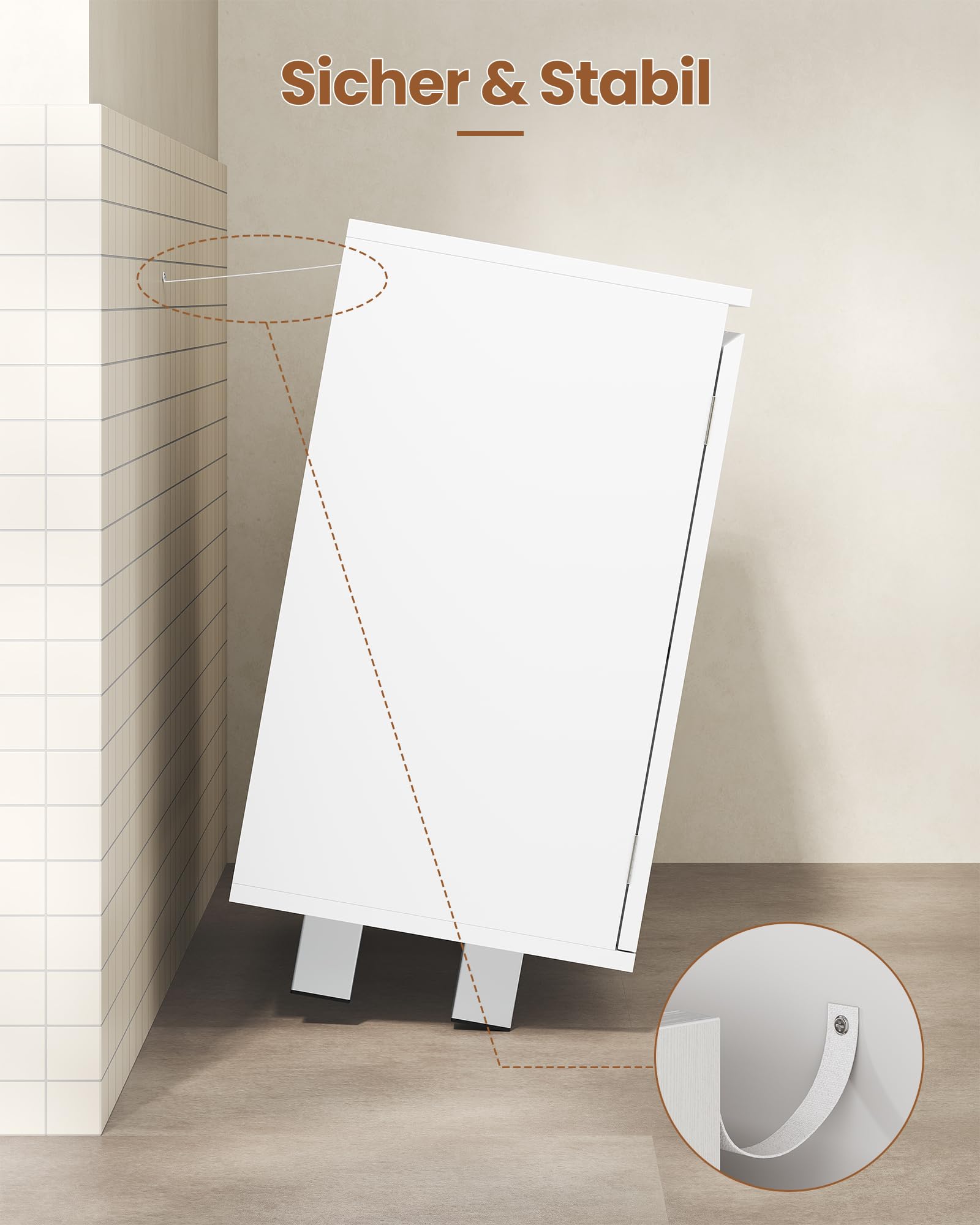 KIMENICH Waschbeckenunterschrank, Badezimmerschrank mit Schubladen, Türfächer, Verstellbare Ablagen, Unterschrank Waschbecken mit Füßen, Viel Stauraum, 90 x 30 x 60 cm, Weiß