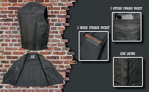 Miniatura 4 de chaleco de piel con lazos laterales para hombre