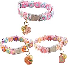 Cat Collar 3-Piece Set Puppy Collar Cute Necklace Cat Collar with Safety Buckle Adjustable Size Ultra-Light Soft Pet Collar