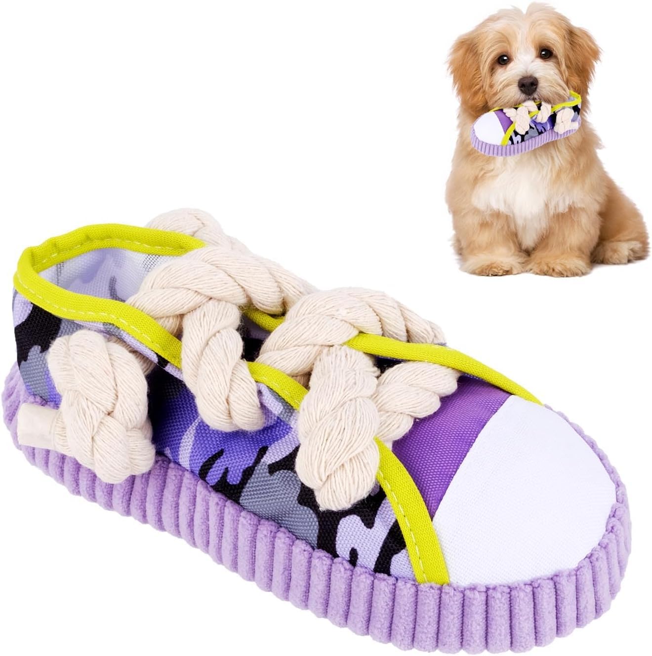 Juguete para Perros Suave, Juguete para Cachorros con Sonido/Chillón, Juguete Adorable para Cachorros en Forma de Zapato con Campanita, Juguete de Morder para Perros Pequeños