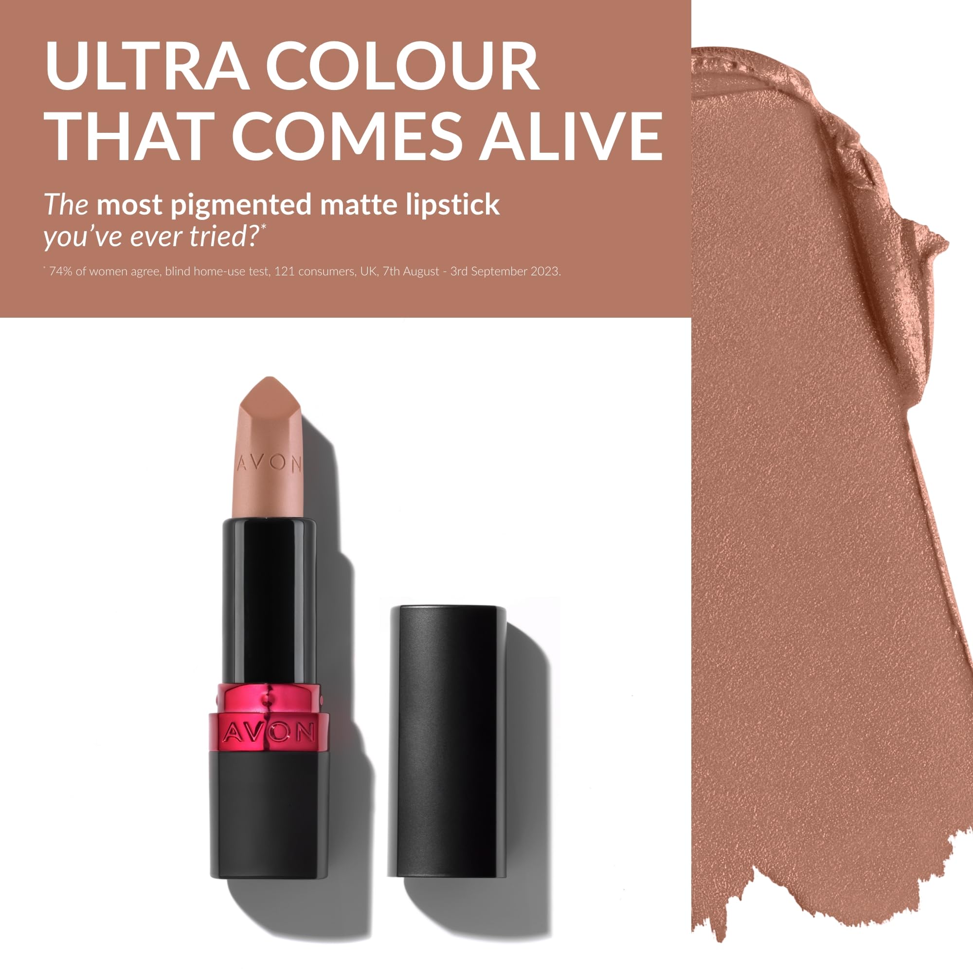 Avon Ultra Matte Lipstick Peach Macaron with Vitamin E, Avocado Oil and Sesame Oil for Comfortable Coverage that Won't Cake - Image 2