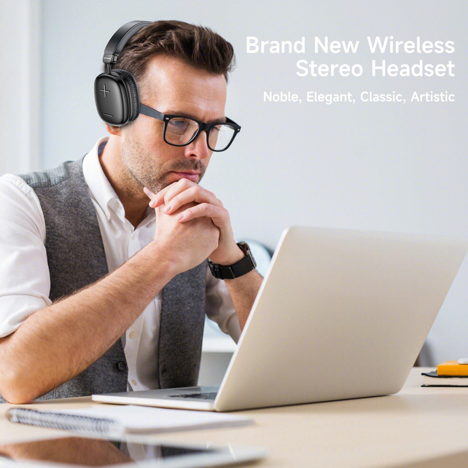 Bluetooth Wireless Headphones,Over ear Bluetooth Headphones,Stereo 300mAh Battery Illed With Can be Used for 10-12 Hours,Bluetooth Head Phones Works With iPhone Android and Bluetooth Devices - Black 1
