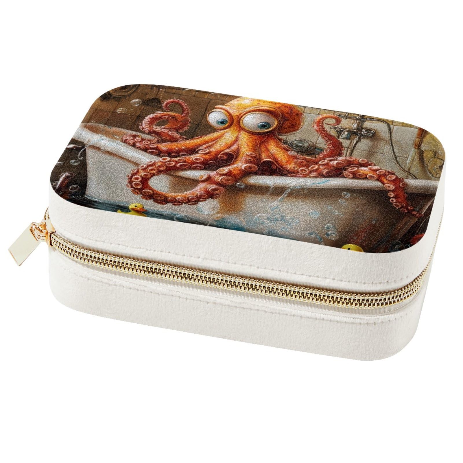 Boîte à bijoux portable baignoire et canard pour bagues et colliers