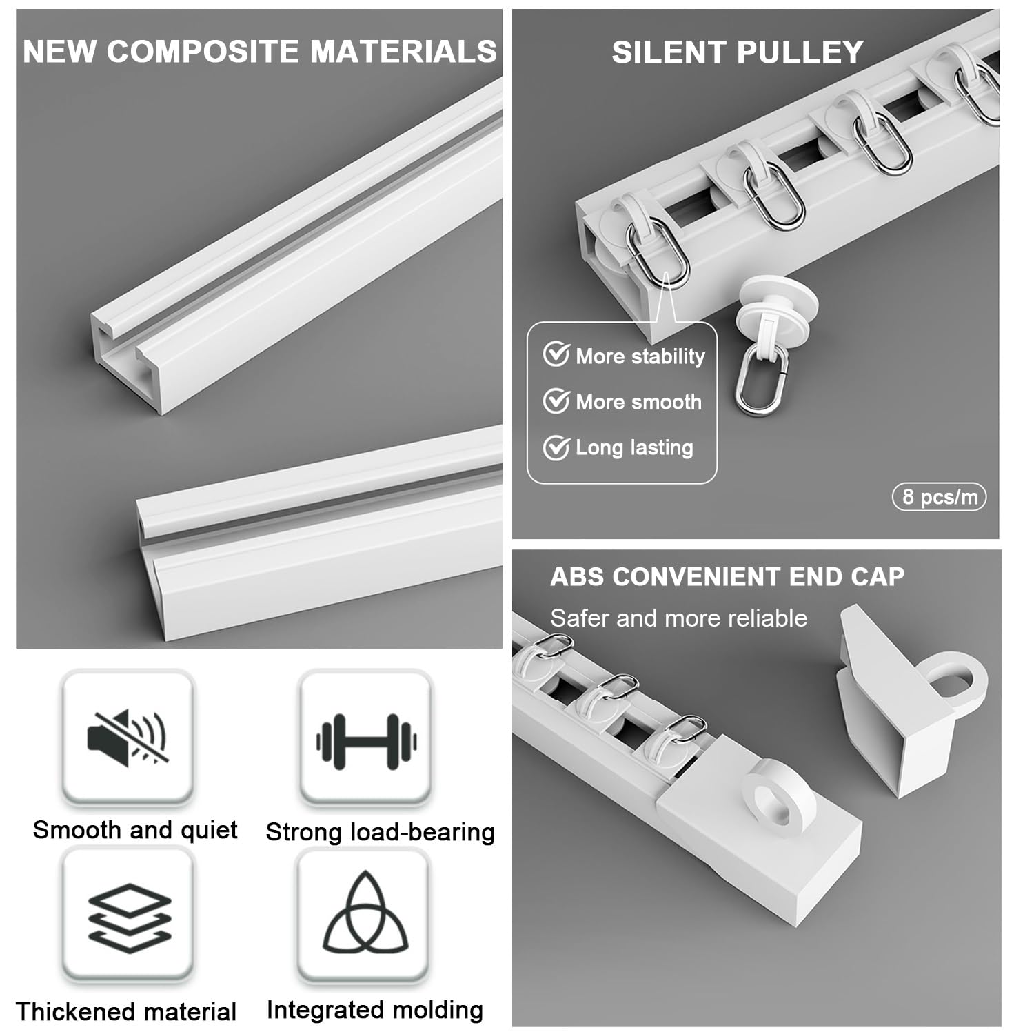 Tringle à rideaux auto-adhésive pour tringle à rideau lisse sans perçage au plafond ou au mur, réglable de 50 cm à 600 cm, blanc, installation facile