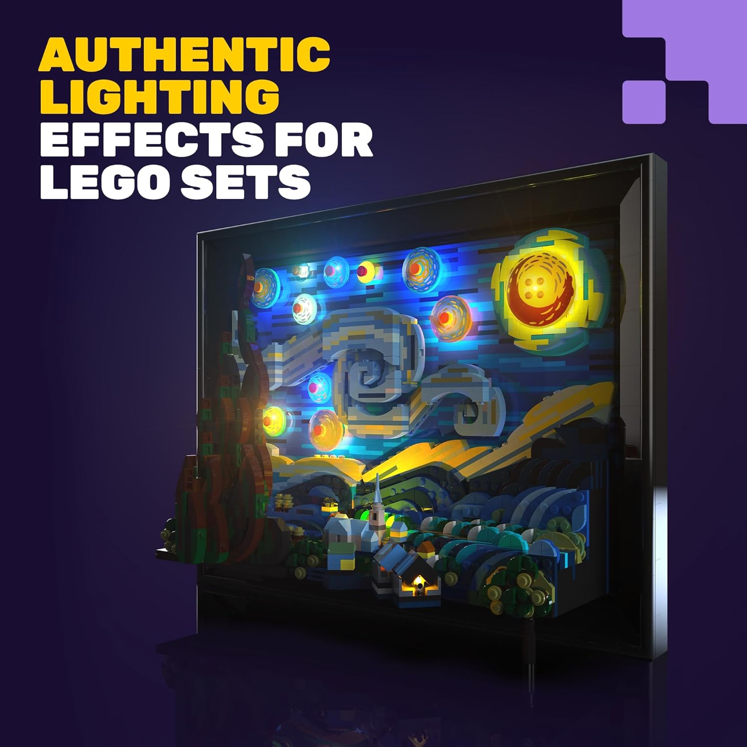 Light My Bricks 2.0 Light Kit Compatible with Lego Starry Night #21333 |15 Custom Lights for Van Gogh Lego Art Display| (Set Not Included)