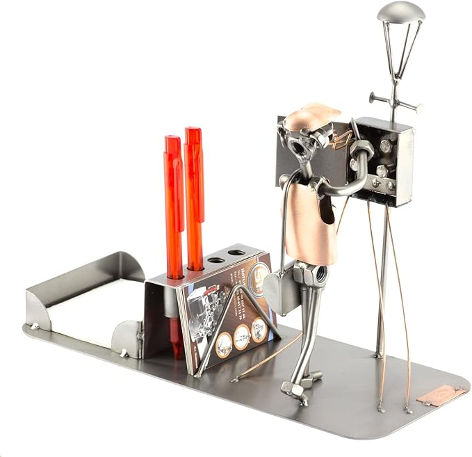 Steelman24 I Schraubenmännchen Elektriker Büro I Made in Germany I Handarbeit I Geschenkidee I Stahlfigur I Metallfigur I Metallmännchen