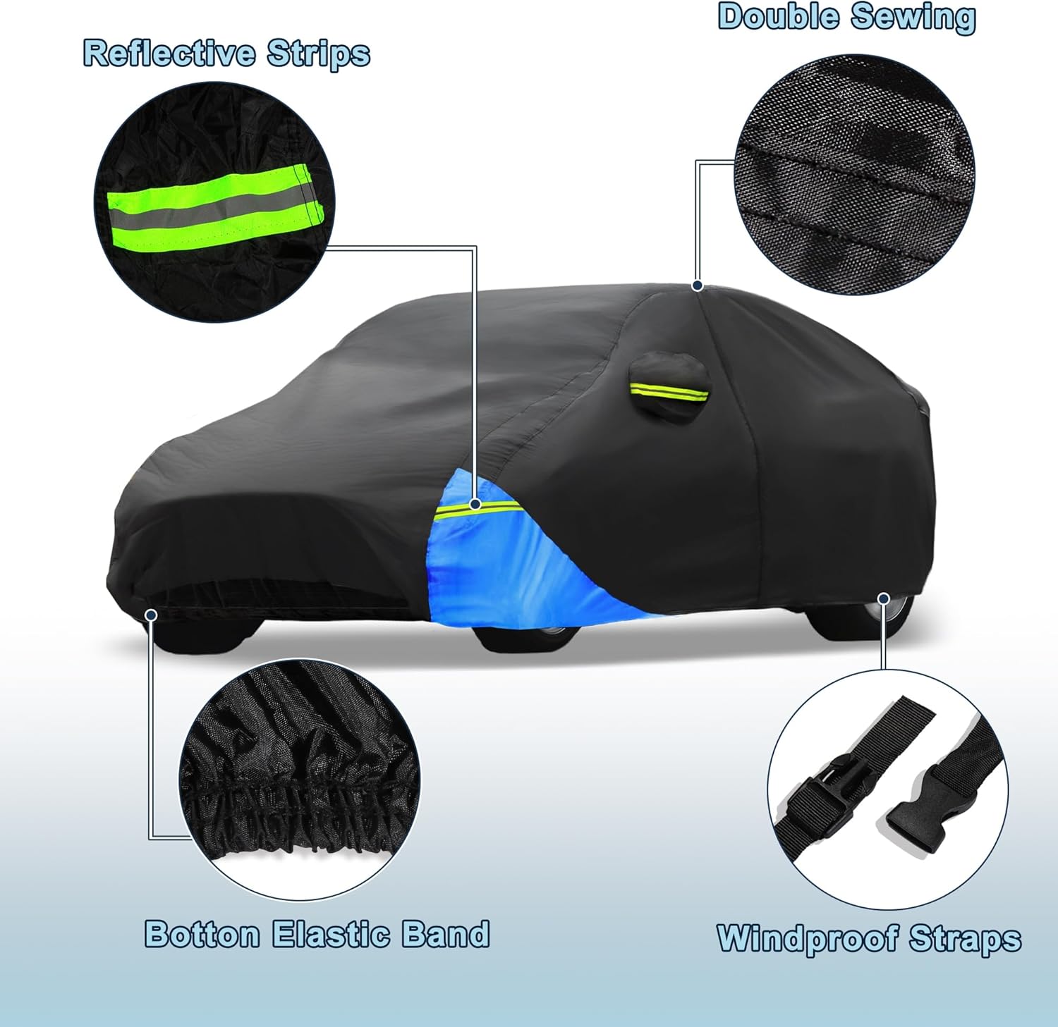 Car Cover Waterproof Custom Fit for Tesla Model Y All Weather for Automobiles Outdoor Snow Sun Dust UV Protection Full Exterior Cover with Door Zipper