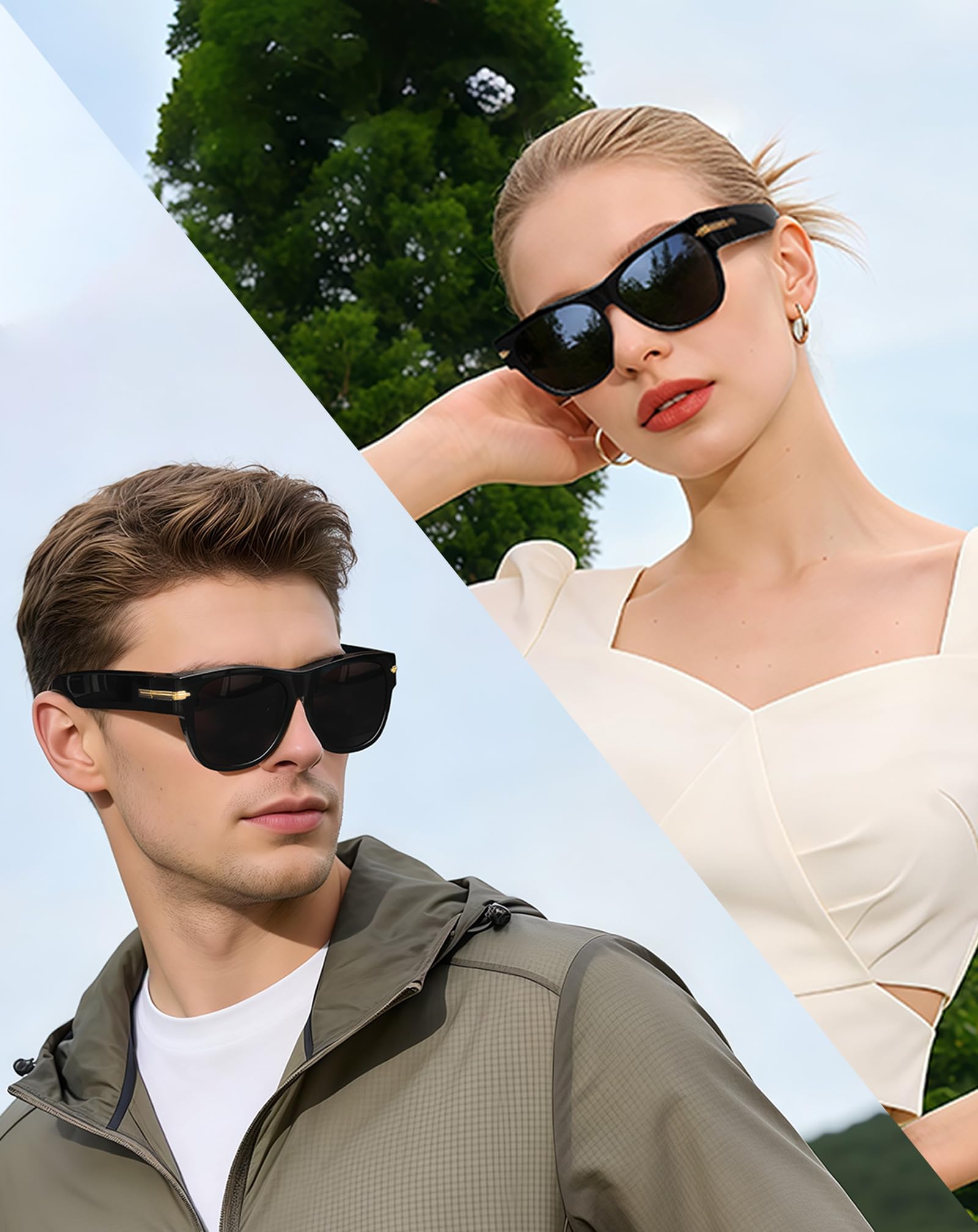 Joopin Surlunettes de Soleil Polarisées pour Femme et Homme, Lunettes de Soleil Superposable avec Monture Carrée TR90 pour Conduite UV400