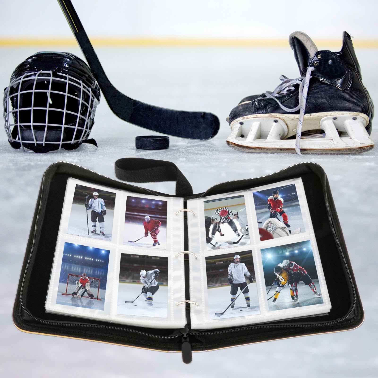 Classeur à Cartes De Hockey STILLKEEPER - 400 Cartes - 50 Pages 4 Poches - Fermeture éclair étanche