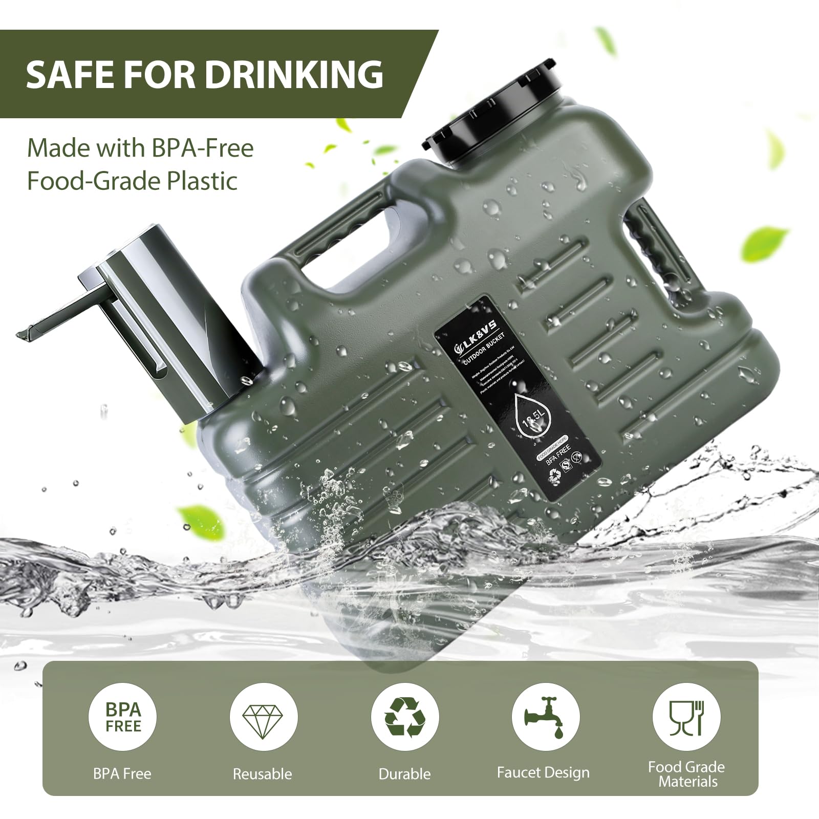 5 Gallonen Camping Wasserkrug mit faltbarer Auto-Pumpe, BPA-frei, auslaufsicher, Camping-Wasserbehälter mit Zapfhahn, Typ-C wiederaufladbar, tragbarer Wasserspeichertank für Wandern, Outdoor & Notfall