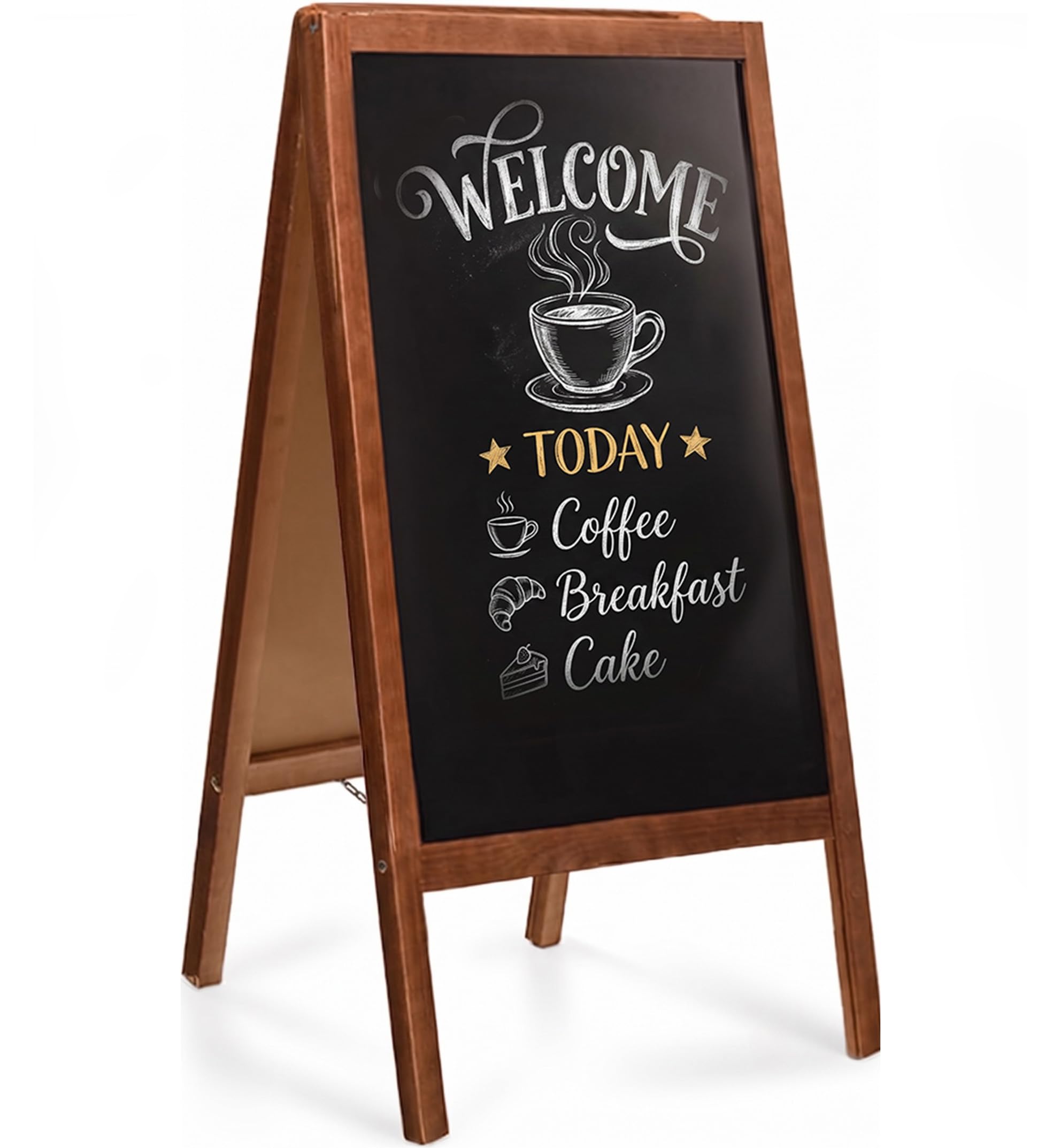 VELORA H&L Chevalet Ardoise 60 x 120 cm Marron – Stop Trottoir Double Face en Bois pour Restaurant Café Commerce, Tableau de Menu, Tableau Noir à Craie, Panneau Publicitaire Extérieur Pliable