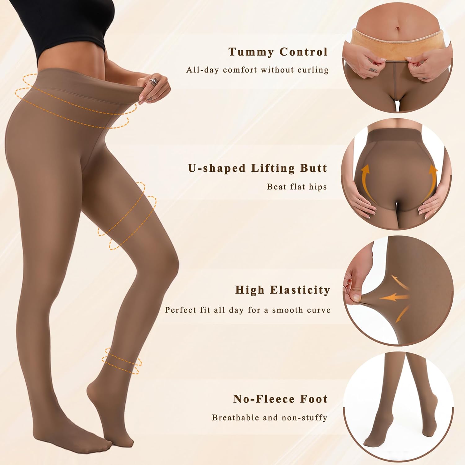 Fleece Lined Tights Women Thermal Winter Leggings with Fleece Lined Fake Translucent Warm Thick Tights Pantyhose for Women - Image 3