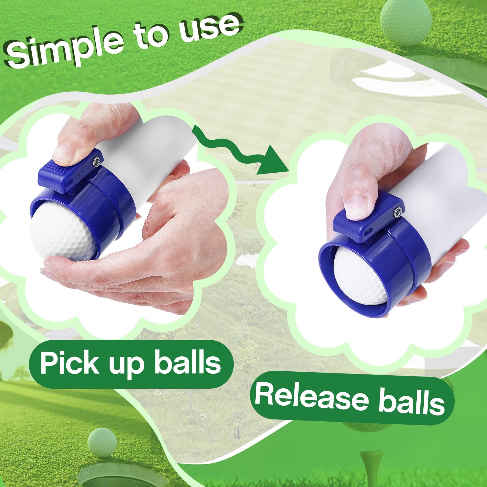 Deekin Recogedor de pelotas de golf de plástico transparente para recoger pelotas de golf, dispositivo profesional de herramienta de recogida para hombres y mujeres, 35.4 pulgadas