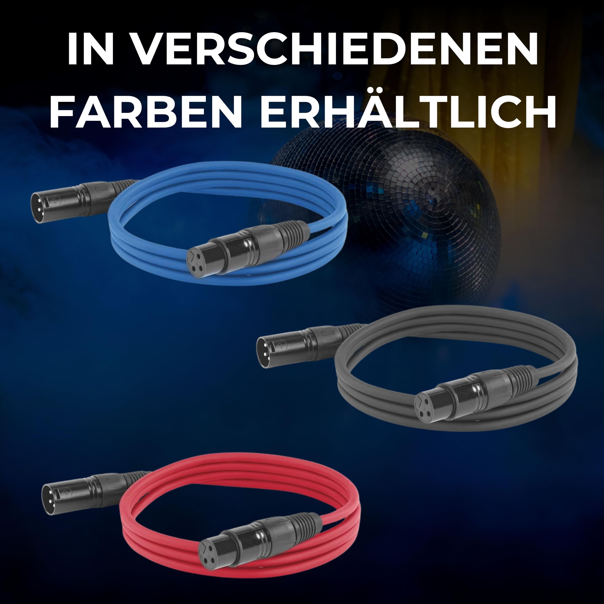 ETEC - Cable de audio XLR (10 unidades, 3 m, cable de micrófono DMX OFC, cobre)
