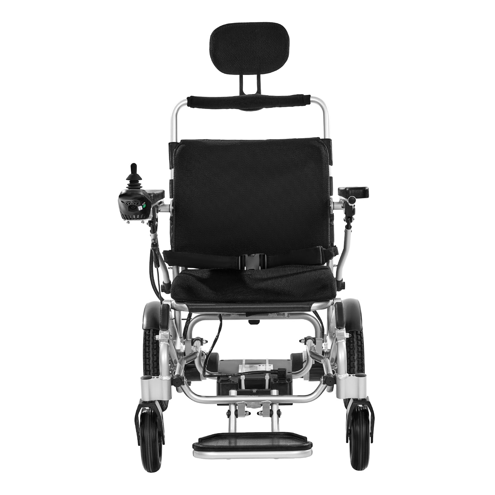 VEVOR Silla de Ruedas Eléctrica para Adultos Capacidad de 136 kg Respaldo Ajustable Plegable Ligera Motorizada Autonomía de 21 km Asiento de 53 cm Todoterreno para Personas Mayores, Discapacitadas
