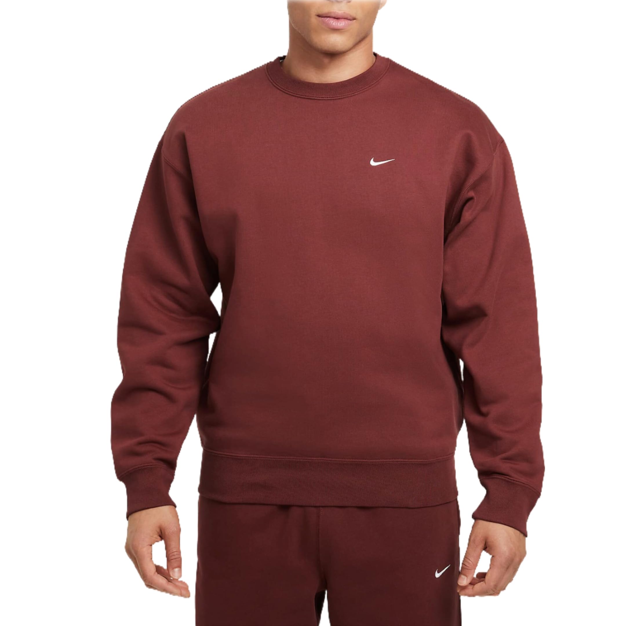 Nike Solo Swoosh Crew sweat pull marron DX1361-231 molleton col rond - 7