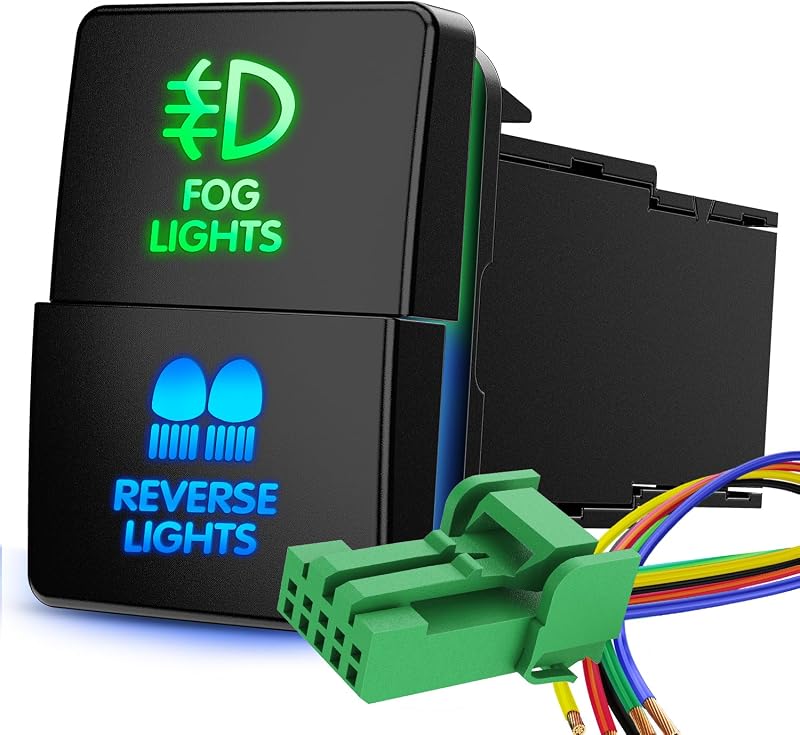 Interruptor duplo de botão para faróis de neblina e luz de ré Nilight 12 V SPST – 1 unidade