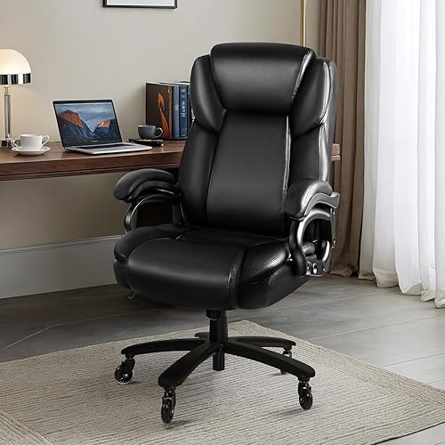 Miniatura 2 de Silla de oficina grande y alta, 500 libras, silla de cuero de oficina ejecutiva resistente para personas pesadas, silla de oficina ergonómica de