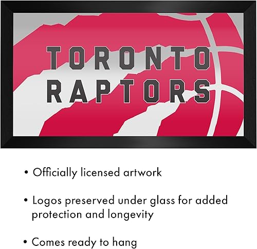 Miniatura 3 de Trademark Global Espejo de pared - Espejo rectangular con marco negro Toronto Raptors listo para colgar, para pub, sala de juegos, garaje o bar en