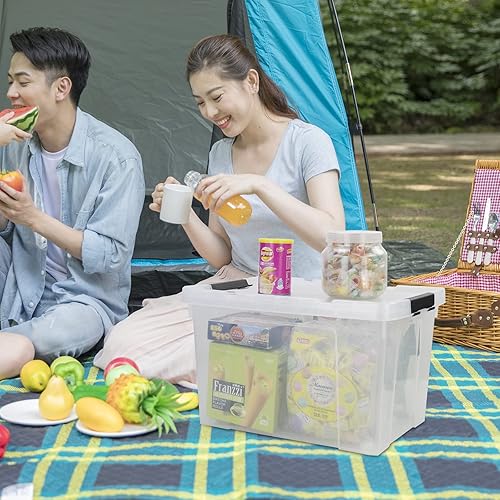 Miniatura 6 de Neadas Contenedor de plástico de 40 cuartos de galón con ruedas, contenedor de almacenamiento transparente, paquete de 4