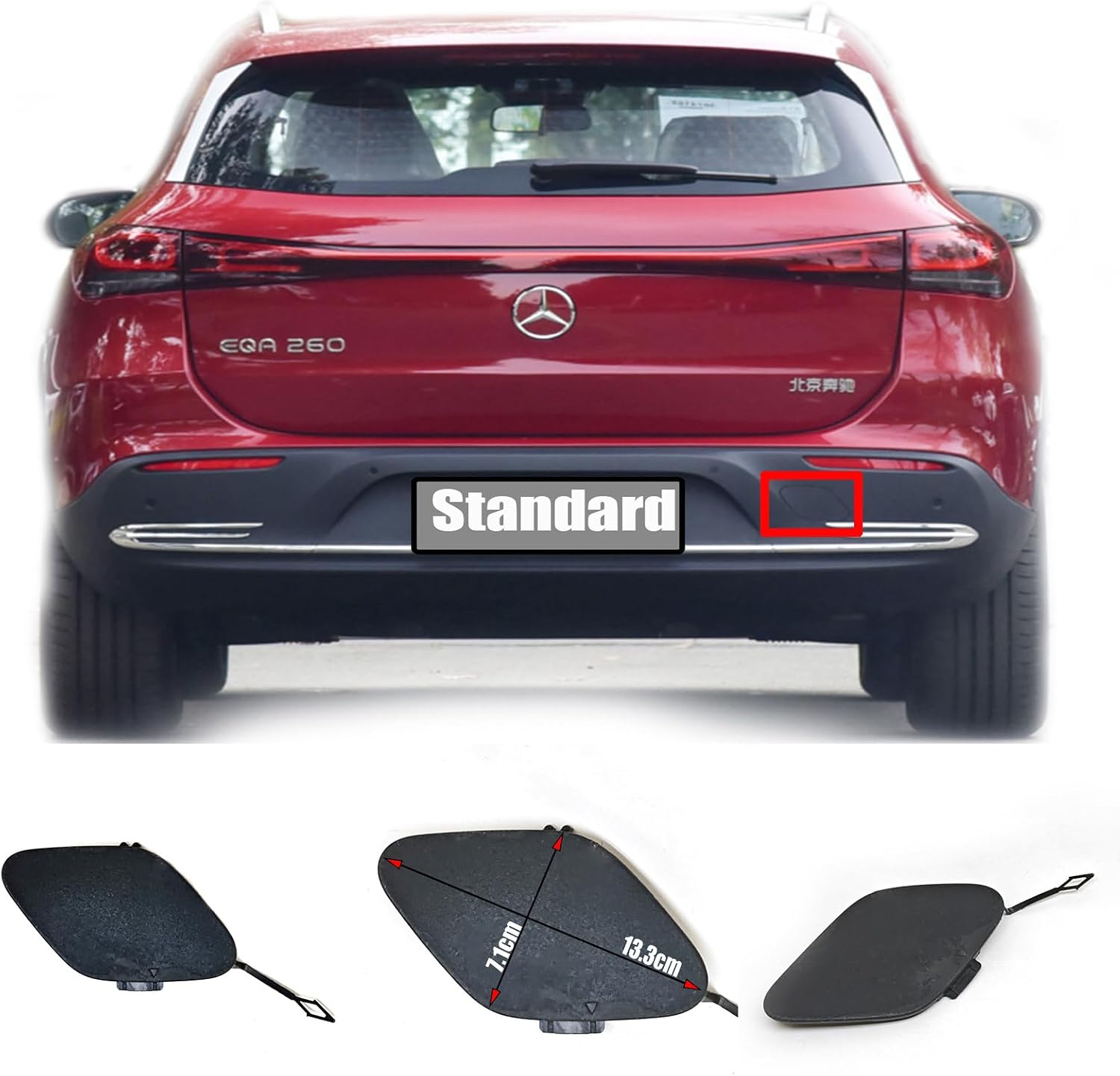 Rear Tow Covers Fit 21-24 Mercedes Benz EQA Class W243 X243 for EQA250 EQA260 EQA300 EQA350 2021 2022 2023 2024 Electric Bumper Hook Towing Eye Cap Edition1