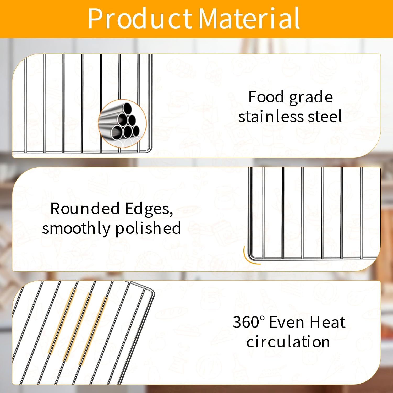 GXF Air Fryer Replacement Parts, Stainless Steel Air Fryer Baking Rack Tray Accessories Grill Racks for Typhur Sync Oven 12 in 1 27QT Ninja Foodi 10 in 1 DT201 DT251 Air Fryer Oven
