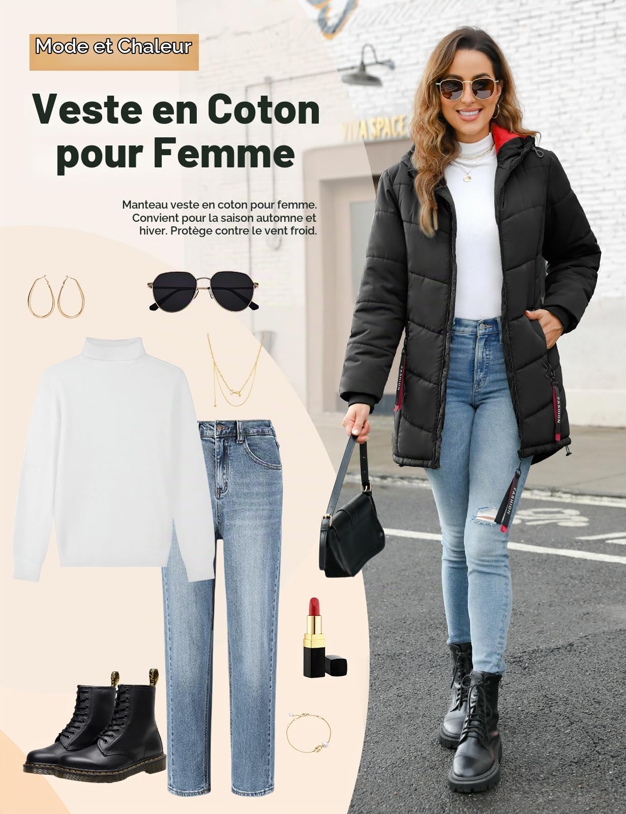 CMTOP Manteau Femme Hiver Chaude Longue Blouson À Capuche Veste Coupe Vent Mi-Long Veste Parka Zippé Hooded Manteaux Femme d'Extérieur Couleur Unie Longues Capuchon Outercoat avec Poches