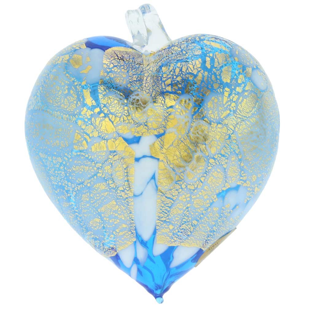 Glass Of Venice Decorazione natalizia in vetro soffiato a forma di cuore, in vetro soffiato, realizzata a mano in Italia, a forma di cuore