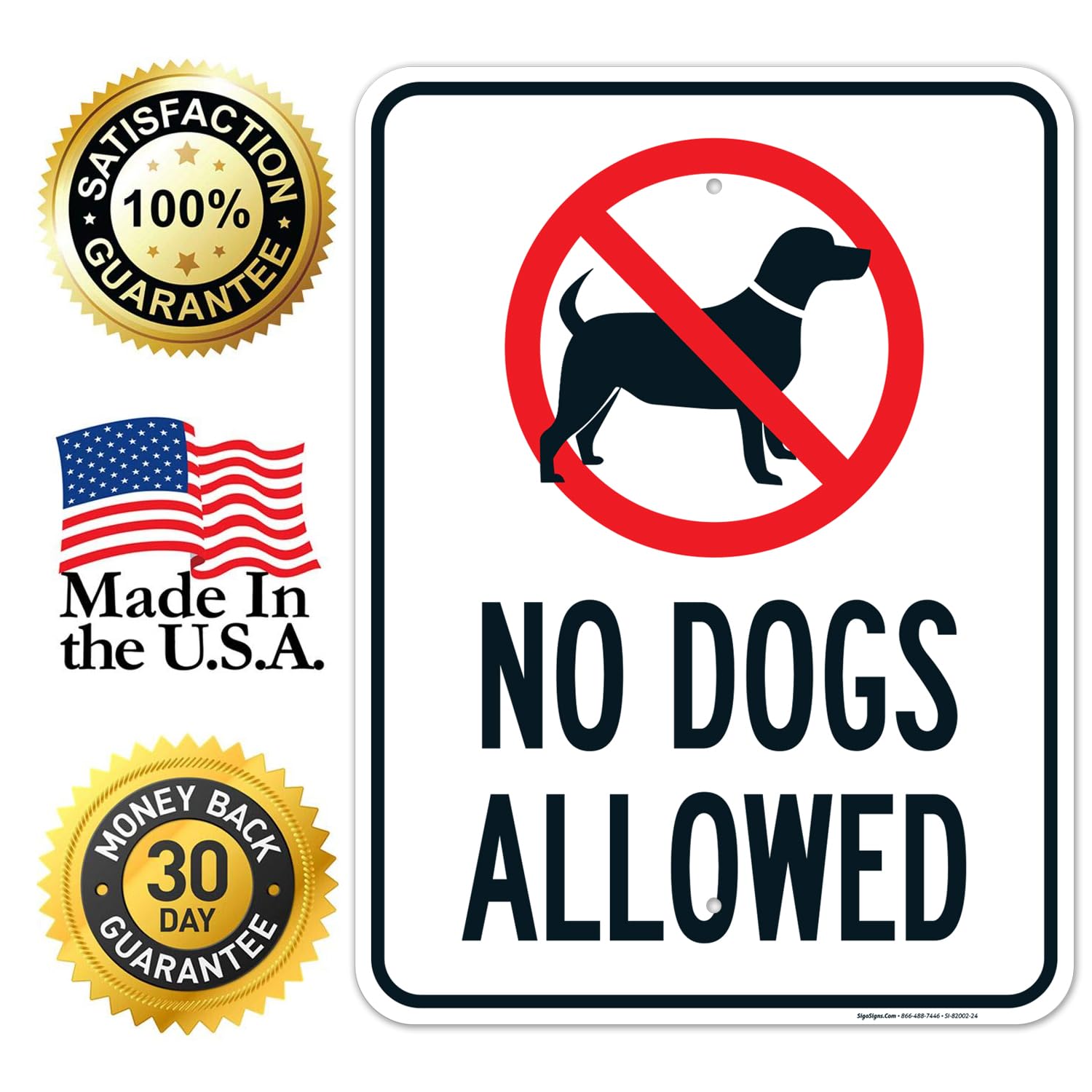 No Dogs Allowed Sign, 18x24 Inches, Rust Free .063 Aluminum, Fade Resistant, Made in USA