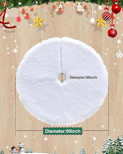 Vista 10 de COOLWUFAN Falda de árbol de Navidad de 48 pulgadas para decoración de fiesta de árbol de Navidad, felpa blanca (blanco)