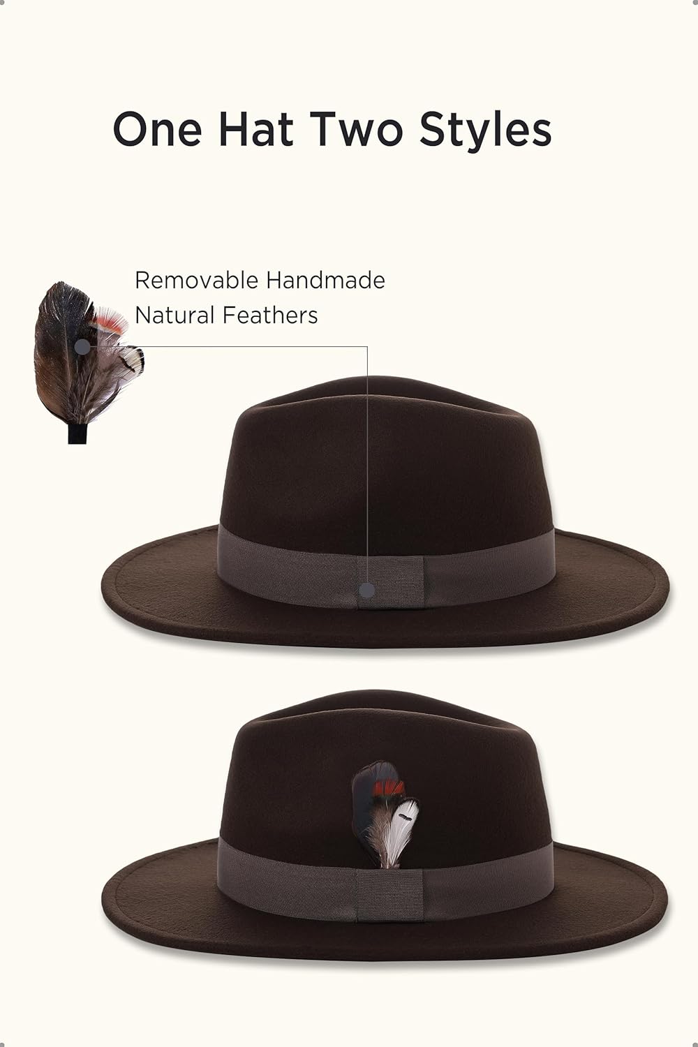 BABEYOND Fedora Hats Cap for Men Women Wide Brim Hat 1920s Gatsby Panama Costume Accessories - Image 4