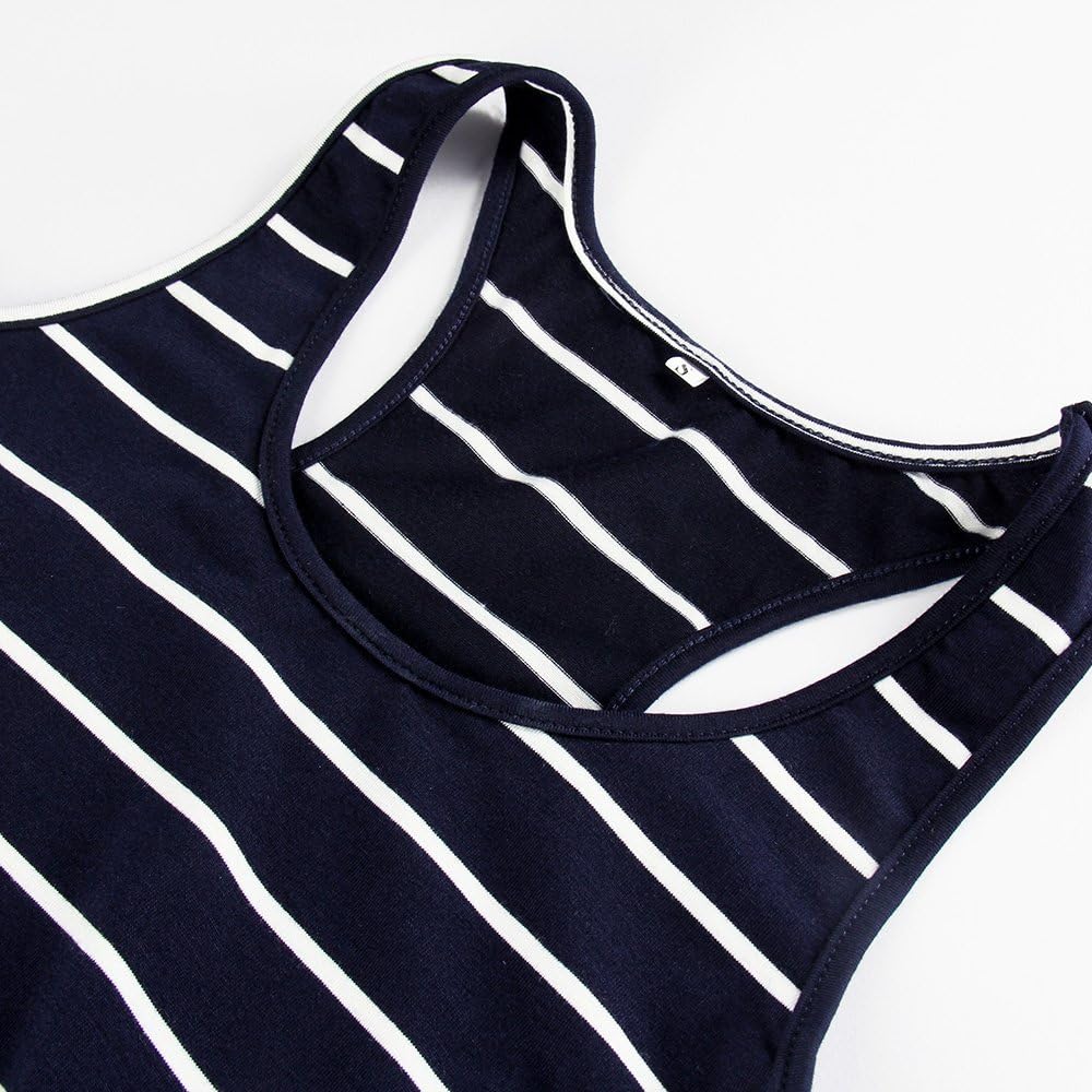 Roselux Women Sleeveless Scoop Neck Striped Maxi Sundresses Loose Racerback Long Dress - Image 5