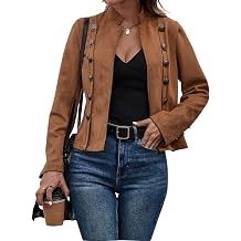 utcoco Womens Faux Suede Leather Jacket Casual Long Sleeve Blazer Jacket Coat 2025 Fall Outfits