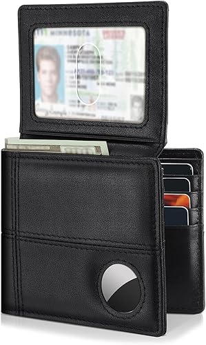 Cartera con soporte AirTag, Negro -, Moderno