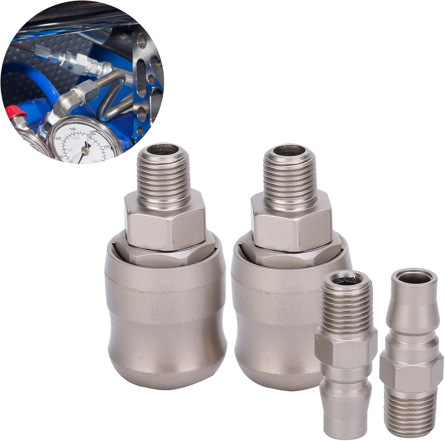 Thincol 2-Pairs Air Coupler and Plug Kit,20SM + 20PM Male and Female Push to Connect Pipe Fitting Adapter Pneumatic Connector for Air Compressor Automotive,Type C