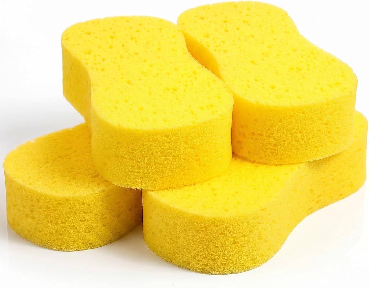 4 Pcs Car Sponges for Washing, Large Multi-Purpose Foam Cleaning Sponges Extra Thick Large Cleaning Sponge Car Wash Sponge for All Purpose Cleaning-Dishes, Tile, Bike, Easy Grip-Sponge for Kitchen