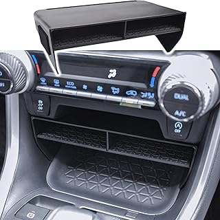 EDBETOS Larger Size Slots Center Console Organizer Compatible with Toyota RAV4 Accessories 2019-2022 2023 Bigger Insert Divider Tray Gear Shift Secondary Storage Box for Phone with Case, Black ABS