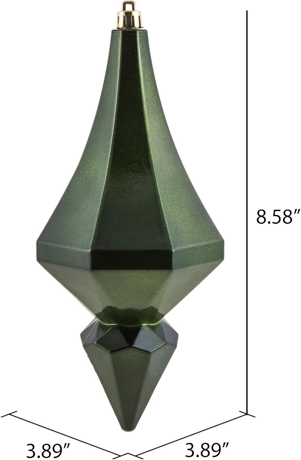 Vickerman 8" Candy Finish Diamond Finial Ornament, Shatterproof Plastic, Holiday Christmas Tree Decoration, 2 Pack, Moss Green
