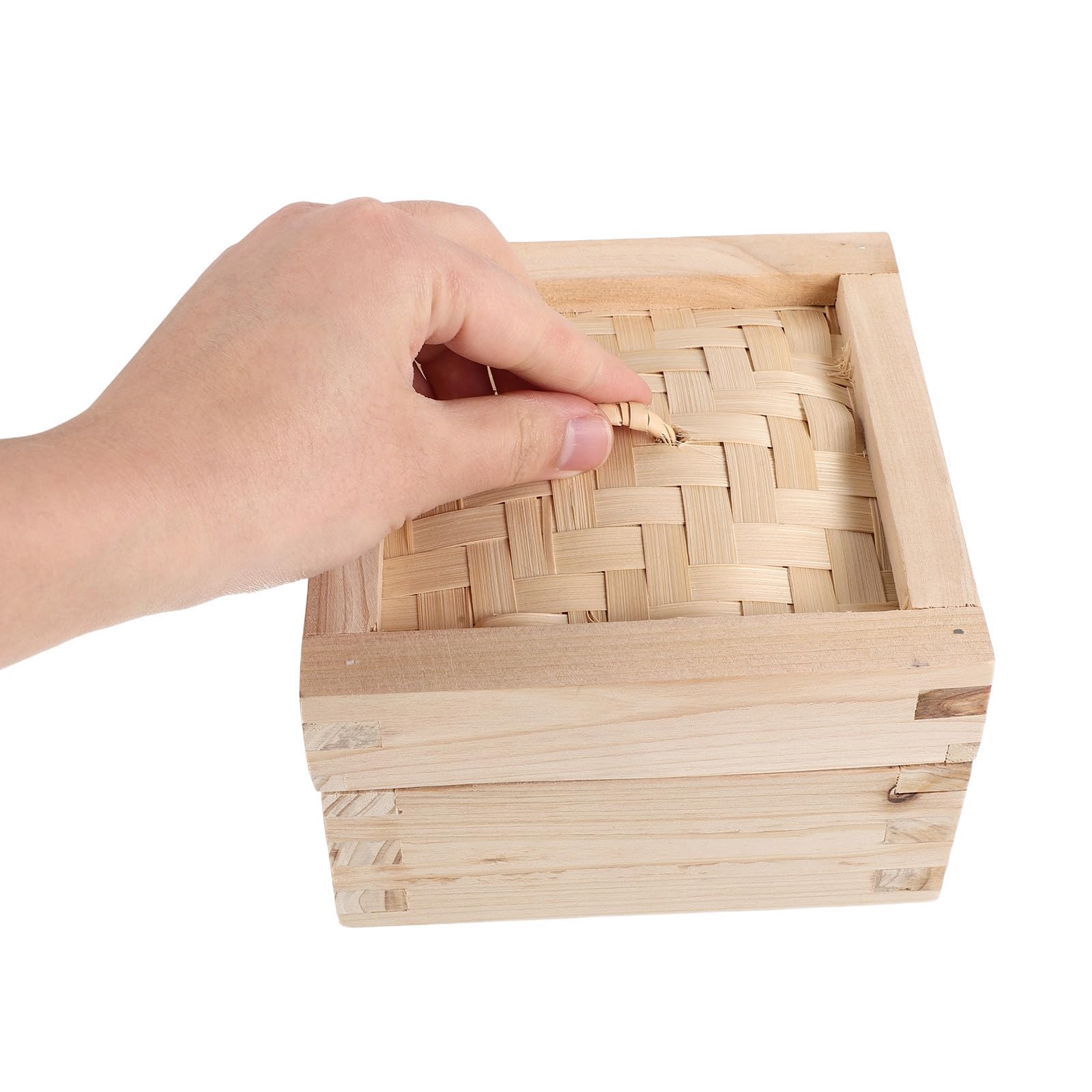 Cesta Vaporera de Madera Beige 15cm con Tapa para Jiaozi