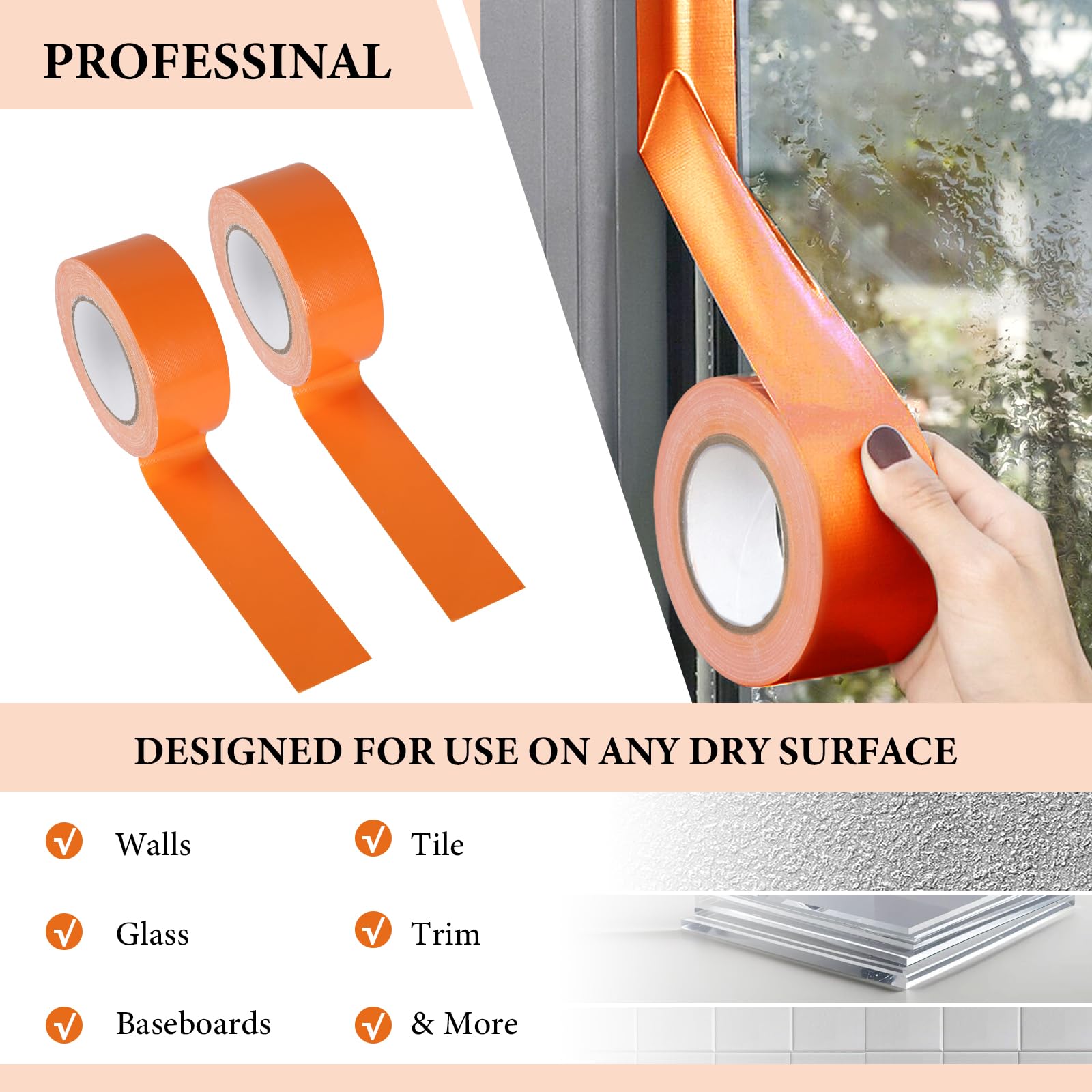Supaway Orange Duct Tape Waterproof 50 mm x 30 m Professional Fabric Tape 2 Rolls Repair Tape Sealing Tape Duct Tape Extra Strong for Marking Crafts - Image 3