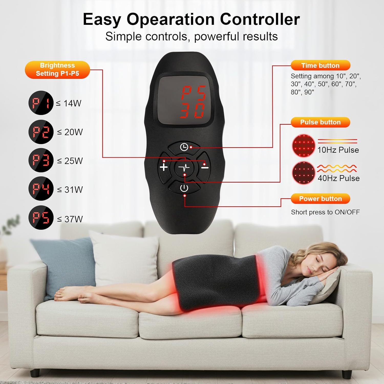 Red Light Therapy Mat, 36" x 16" Redlight Therapy Pad with Premium Leather, 350 LEDs Near Infrared Red 660nm & 850nm Light Therapy Blanket for Shoulder Back Waist Pain Relief (350 LEDs) - Image 6