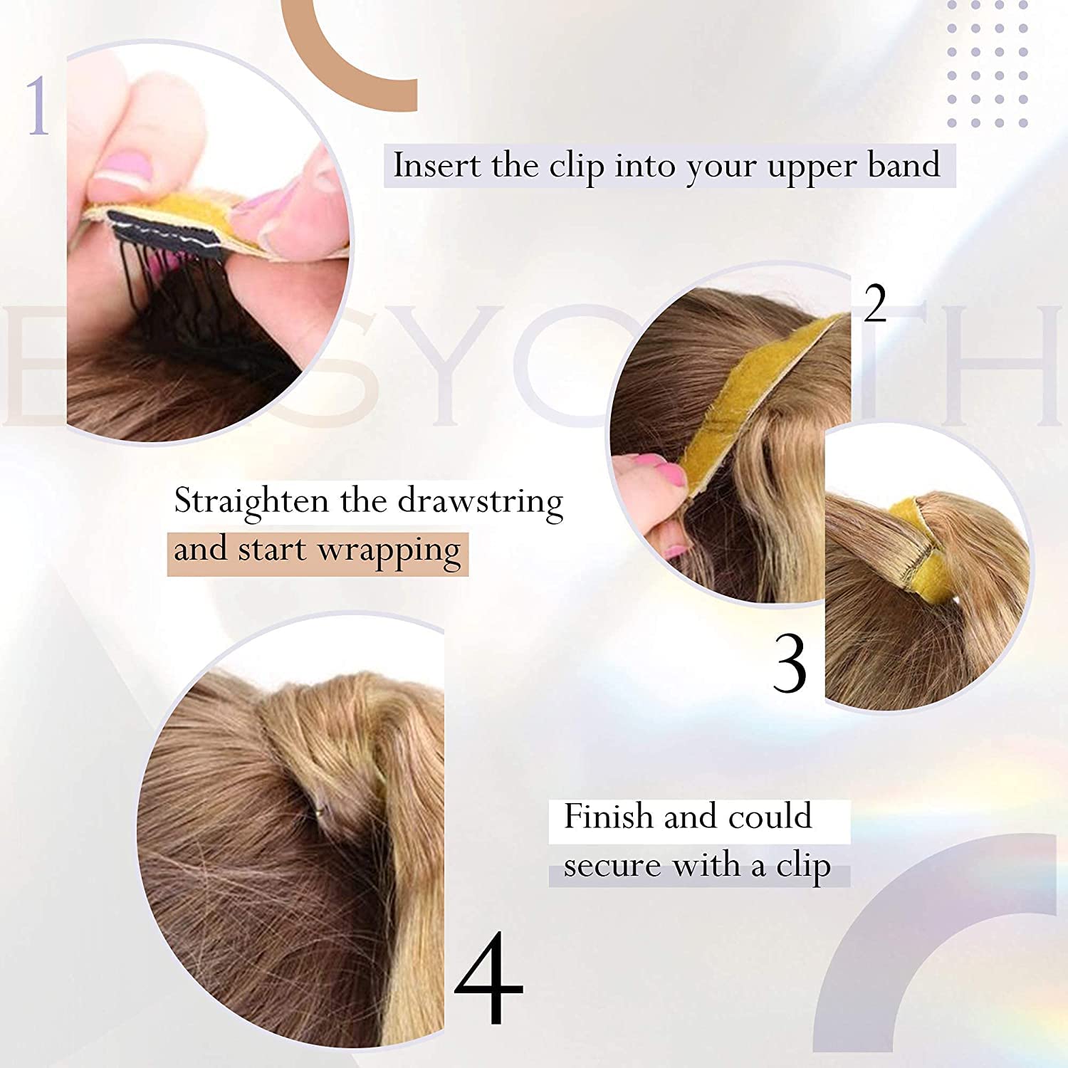 Easyouth Extensiones Cola Pelo Natural Balayage Castaño a Rubio Ponytail Hair Extensiones Pelo Remy Extensiones Cabello Humano Coleta 50cm 80g