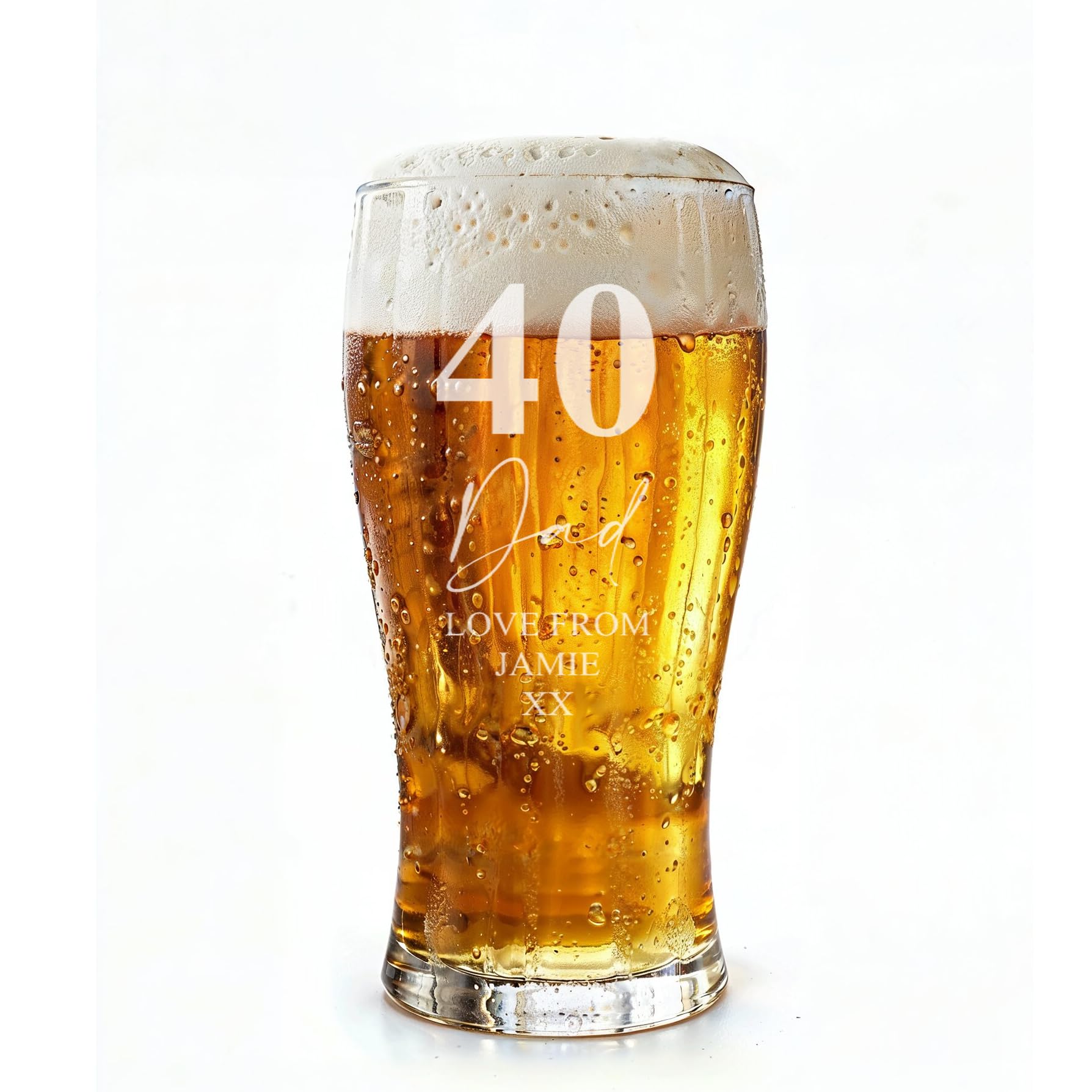 ukgiftstoreonline Engraved Personalised 40th Birthday Signature Pint Beer Glass Gift Boxed