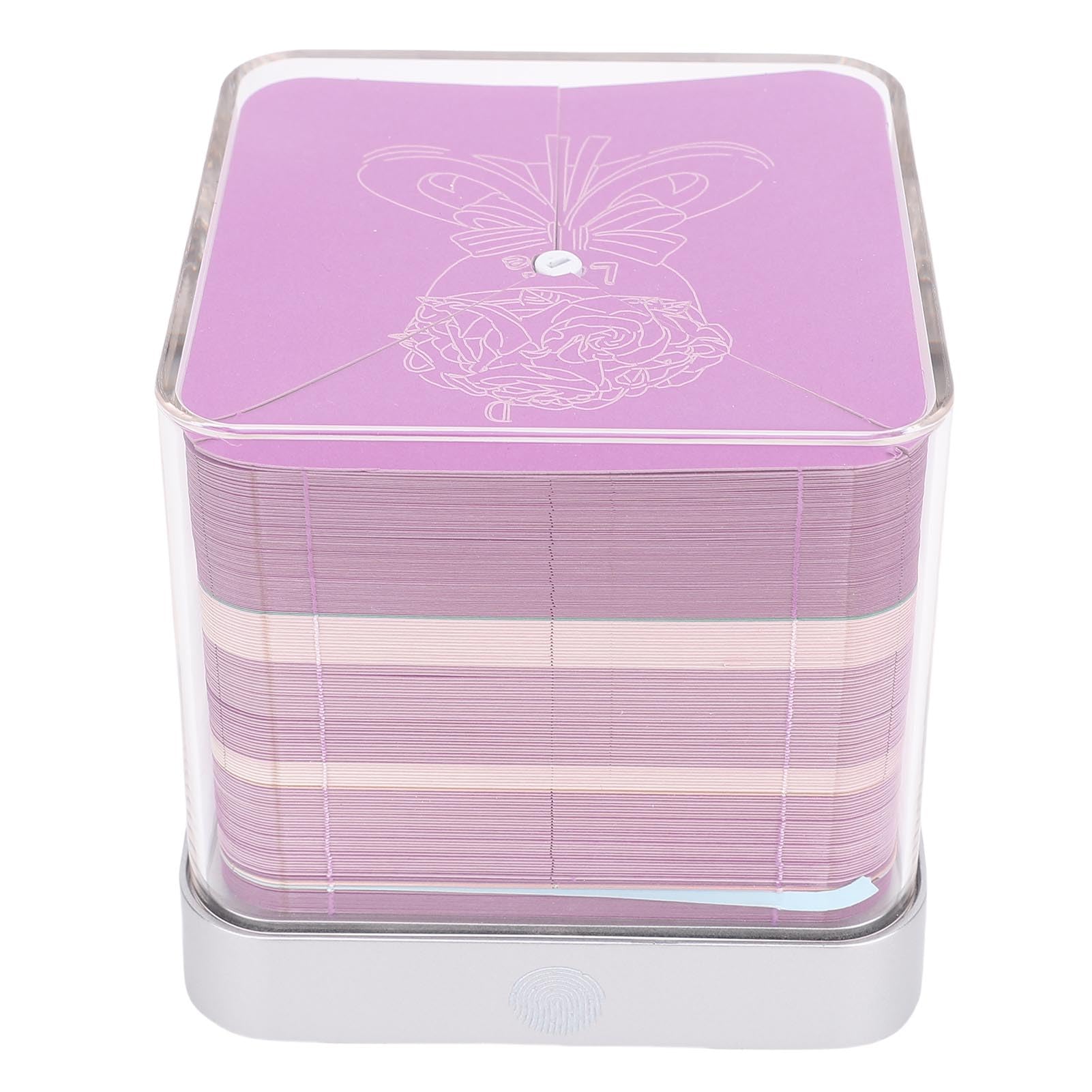 SIXRUN Rose 3D-Notizblock, Papierschnitzkunst-Notizblock mit Licht und 2026-Kalender, Handriss-Notizskulptur, 9,8 X 9,8 X,3 Cm, für Büro, Zuhause, Studenten (PURPLE)