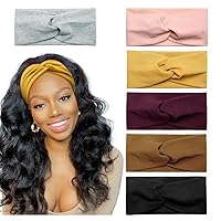 Vista 40 de Huachi Diademas para mujer con nudos torcidos, bandas elásticas bohemias para el cabello, antideslizantes, para niñas, turbante entrecruzado, liso