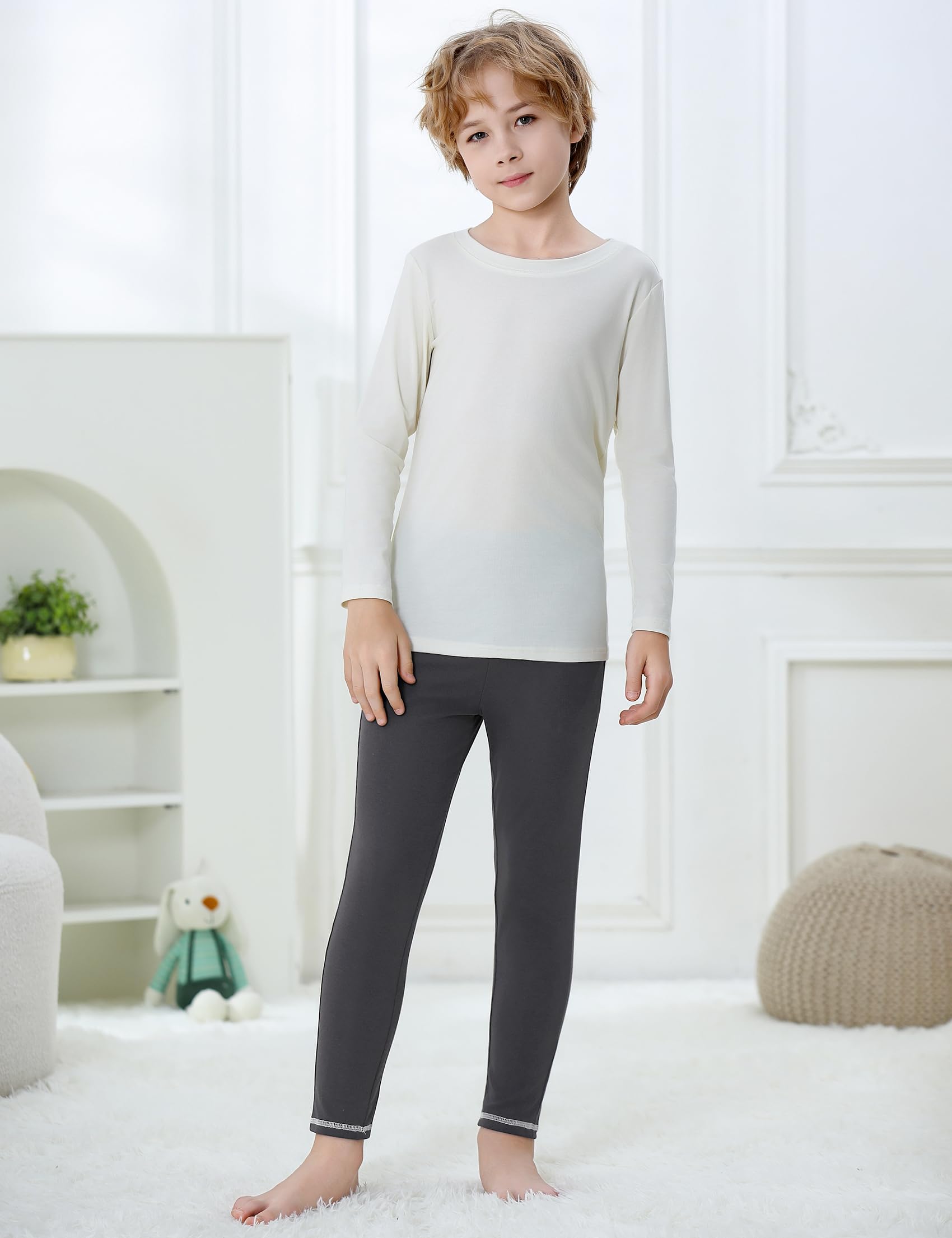 Terecey Pantalon Thermique Enfant en Coton sous-vêtement Thermique pour Garçon et Fille Pantalons de Ski Caleçon Long Legging Thermique