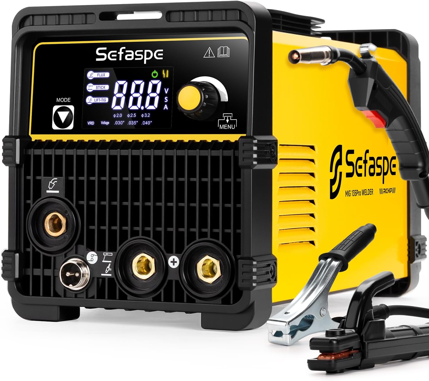 135A Flux Core Welder: MIG Welder 110v - MIG/Lift TIG/Stick 3-in-1 Welding Machine, Synergic Control, IGBT Inverter, Portable Welder Machine with 1lb Welding Wire