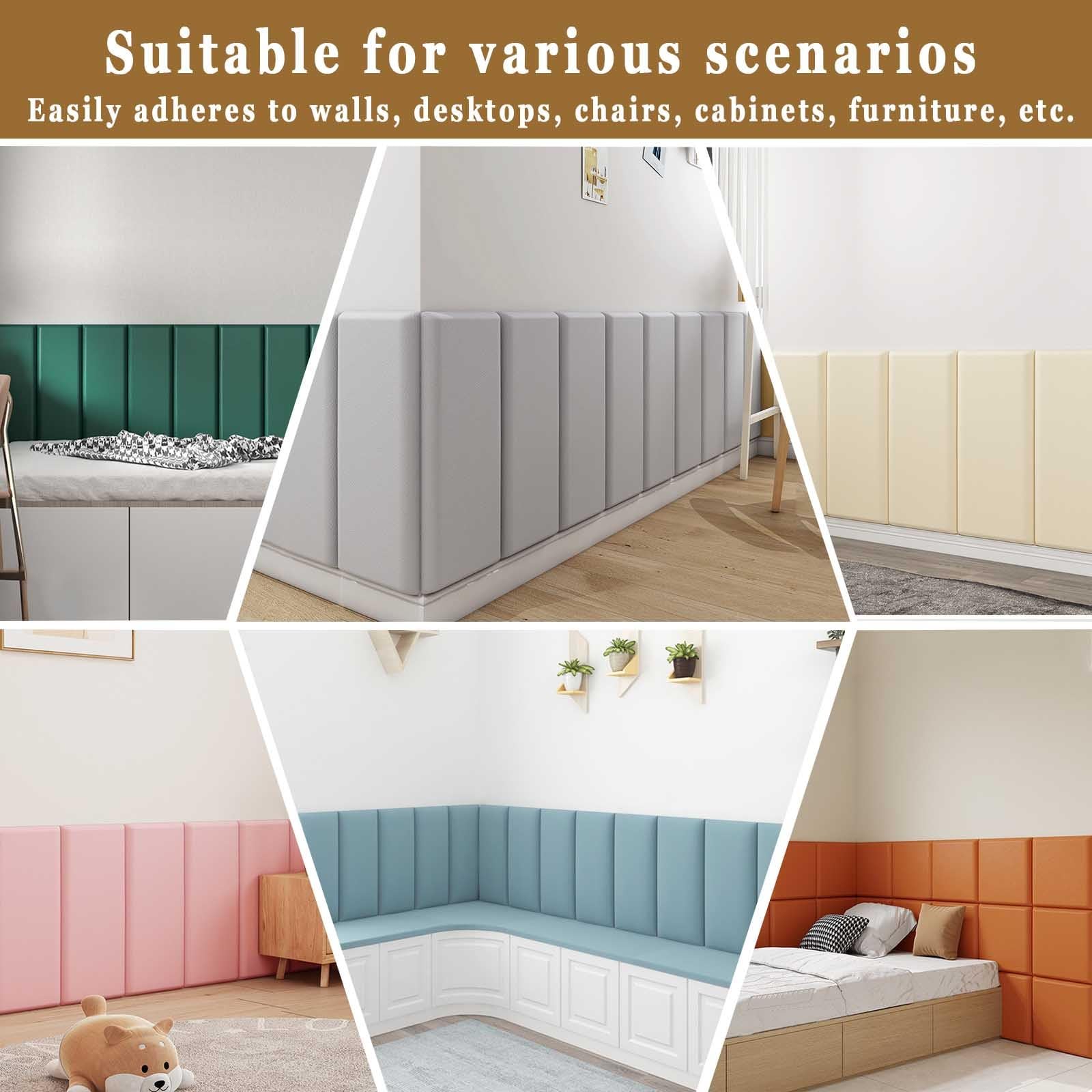 Acolchado Pared Panel Decorativo Pared Adhesivo Paneles De Pared Anticolisión Papel Pintado Pared Dormitorio Desivos Paredes Decoración Fáciles De Limpiar(#2,30x70cm/6pcs)